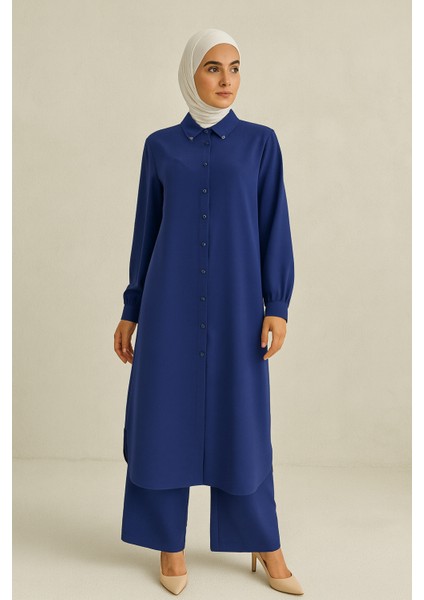 56124 Önü Düğmeli Kol Ucu Manşetli Krep Ikili Takım #04-25#