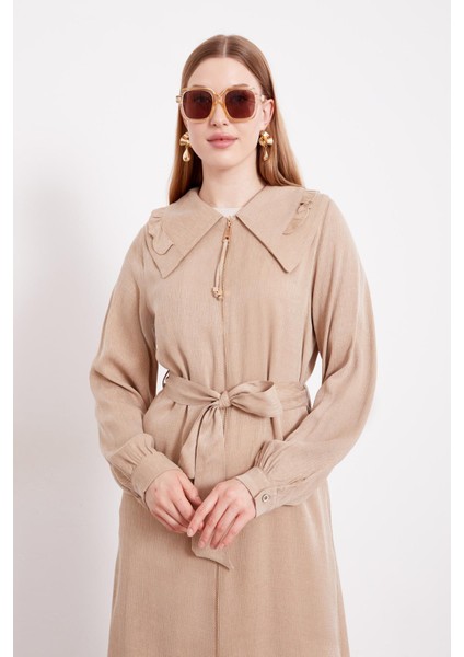 540093 Önü Fermuarlı Geniş Yakalı Beli Bağlamalı Kol Ucu Manşetli Kap fırsatları