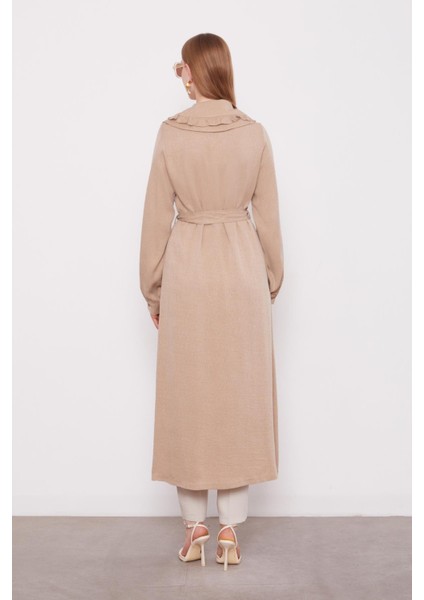 540093 Önü Fermuarlı Geniş Yakalı Beli Bağlamalı Kol Ucu Manşetli Kap indirimleri