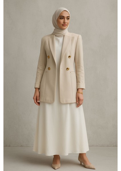 1906 Blazer Ceket Önü Kravuze Yaka Çift Düğme Kapri Kol Katlanabilir Blazer Ceket #03-25# modelleri