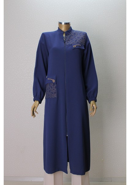 5006 Önü Fermuarlı Omzu ve Cebi Taş Detaylı Kol Ucu Lastikli Hakim Yaka Kap Qys Kap 5006 #G23-04# modelleri