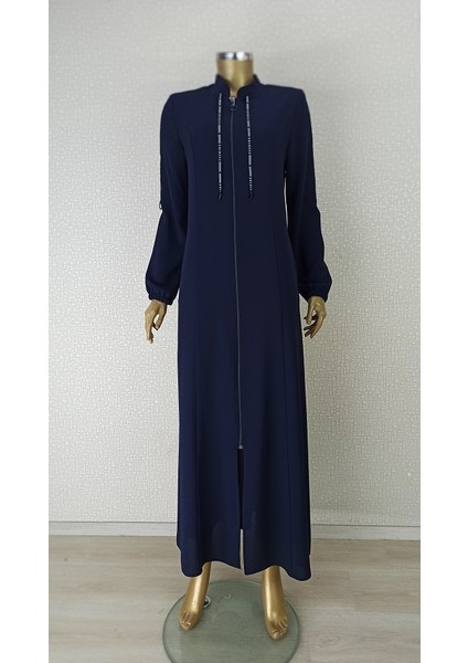 4057 Kolları Yazı Şeritli Kol Ucu Lastikli Hakim Yaka Ferace Qys 4057 Ferace #23-01#