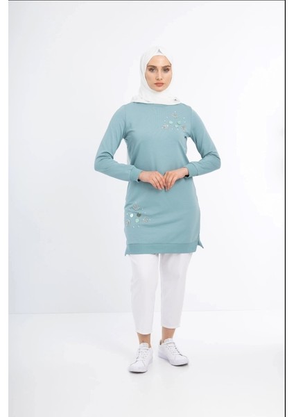 1503 Göğüs ve Bel Taş Işlemeli ve Boncuk Detaylı 2 Iplik Sweat Qys Sweat 1503 #23-05# fiyatları