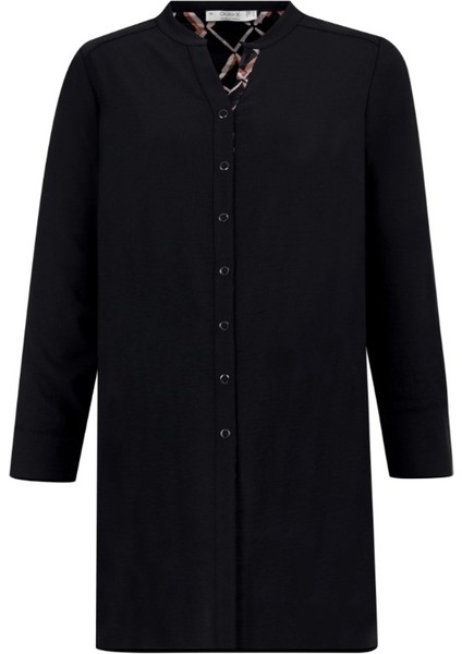 1076 Büyük Beden Desen Detaylı Düğmeli Tunik Günlük Tunik 14231304201076 Qks Günlük Tunik #23-103