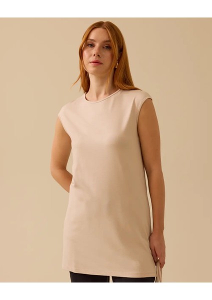 1001 Sıfır Yaka Sıfır Kol Kolsuz T-Shirt #03-25#