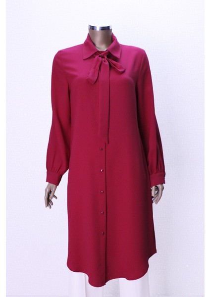 7004 Yakası Fularlı Önü Düğmeli Fular Yaka Tunik Qys Tunik 7004 ##23-03# fiyatları