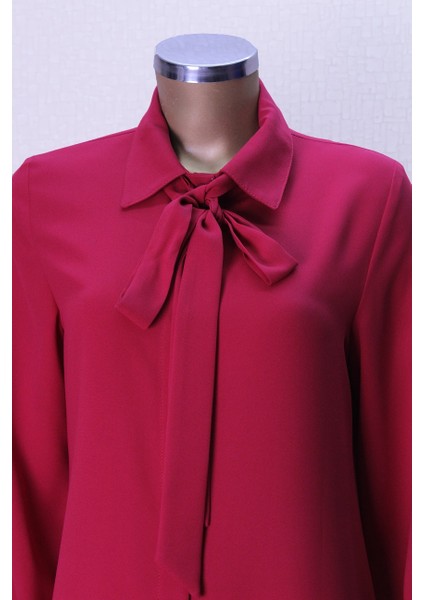 7004 Yakası Fularlı Önü Düğmeli Fular Yaka Tunik Qys Tunik 7004 ##23-03# modelleri