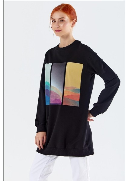 6057 Kol Ucu Lastikli Önü Baskı Detaylı Sıfır Yaka Sweat Qys Sweat 6057 #23-05# indirimleri