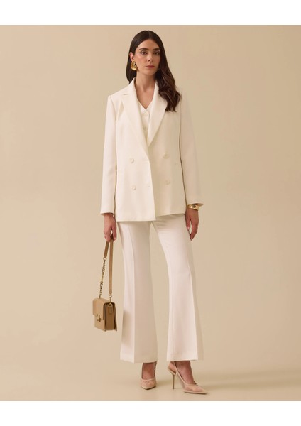 10017 Kruvaze Yaka Önden Düğmeli Cep Görünümlü Şık Blazer Ceket #03-25#