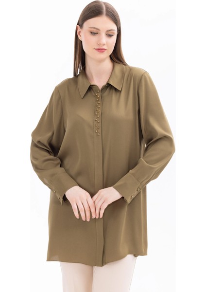 1028 Şık Gömlek Önü Düğmeli Taşlı Şık Gömlek 14242102201028 #24-07# modelleri