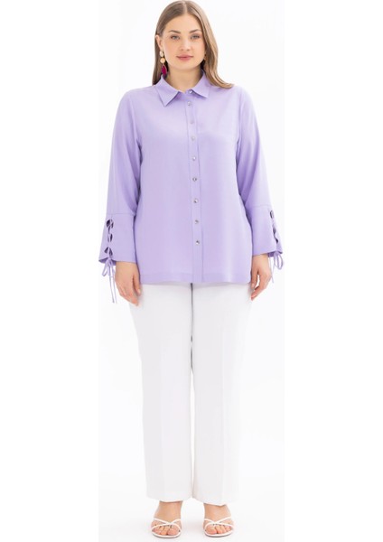 4007 Önü Düğmel Beli Bağcıklı Şık Gömlek 10002411514007 Qys Şık Gömlek #24-07# modelleri