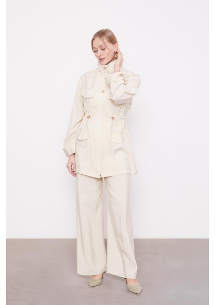 100540 Göğüs ve Alt Kısmı Cepli Önü Fermuarlı Beli Büzgülü Kol Ucu Katlamalı Pantolonun Beli Lastikli Spor Takım #02-25#