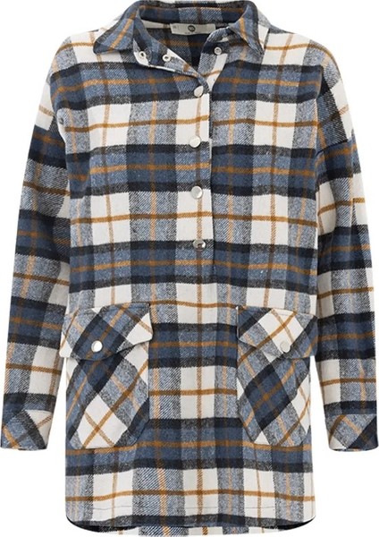 Oduncu Gömlek Ekose Desenll Zımba Detaylı Polo Yaka Tunik Qks Günlük Tunik 221201046 #22-12#