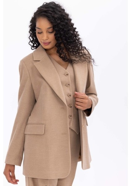 1017 Cepli Düğmeli Oversize Kesim Blazer Ceket Blazer Ceket 10231205401017 Qks Blazer Ceket #23-103