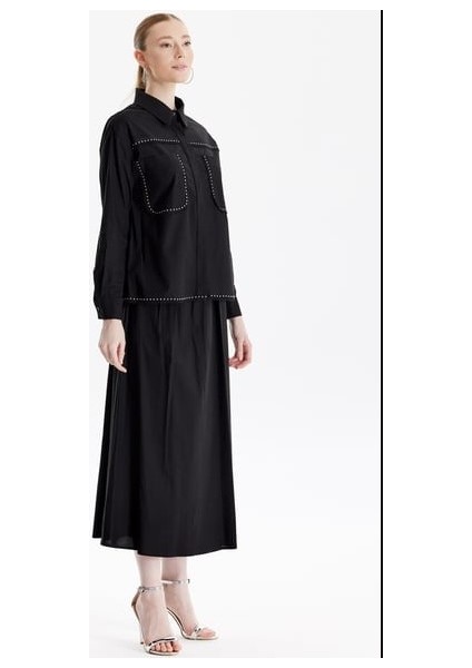 1807 Takım Taş Detaylı Etekli Takım Qys Takım #24-03#