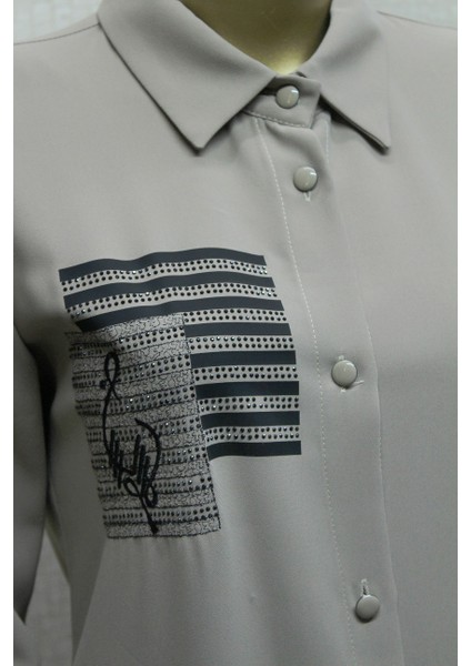 1549 Önden Düğmeli Gögüs Taş Detaylı Uzun Tunik Qys Uzun Tunik #24-04# 1549 fiyatları