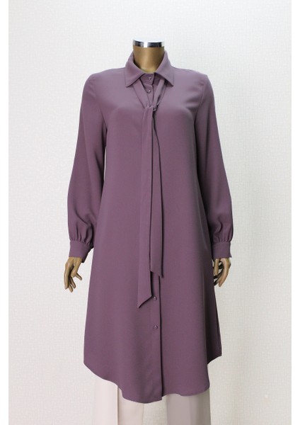 7004 Yakası Fularlı Önü Düğmeli Fular Yaka Tunik Qys Tunik 7004 ##23-03# fiyatları