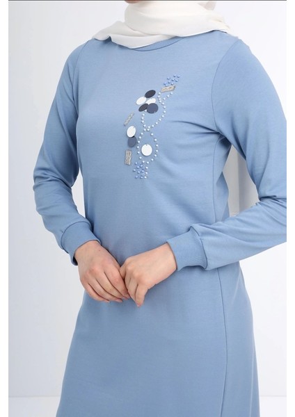 1502 Göğüsü Boncuk ve Pul Detaylı Iki Iplik Uzun Sweat Qys Iki Iplik Sweat 1503 #23-05# indirimleri