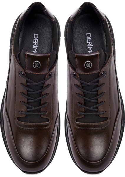 Erkek Kahverengi Bağcıklı Deri Casual Sneaker 25WFD650014