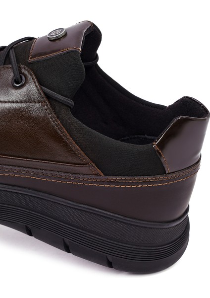 Erkek Kahverengi Bağcıklı Deri Casual Sneaker 25WFD650014