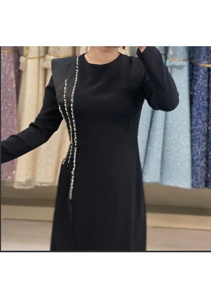 2704 Önü Yırtmaçlı Onzu Saten Taş Detaylı Şık Takım Qys Takım 2704 #24-023 fiyatları