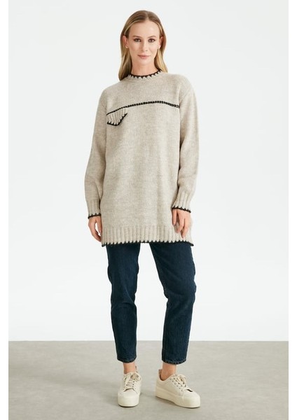 21438 Süs Dikişli Triko Tunik Qks Tunik 21438 #23-123 fiyatları