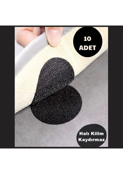 Halı Kilim Koltuk Örtüsü Kaydırmaz Sabitleyici Cırt Yıkanabilir Kendinden Yapışkanlı Ped 10 Adet