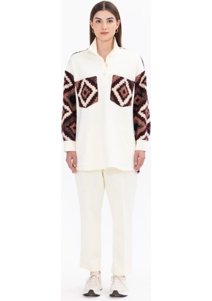 1078 Etnik Desen Detaylı Hakim Yakalı Örme Kumaş Tunik Günlük Tnik 11231304201078 Qks Günlük Tunik #23-10# fiyatları