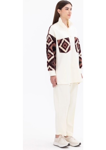 1078 Etnik Desen Detaylı Hakim Yakalı Örme Kumaş Tunik Günlük Tnik 11231304201078 Qks Günlük Tunik #23-10# modelleri