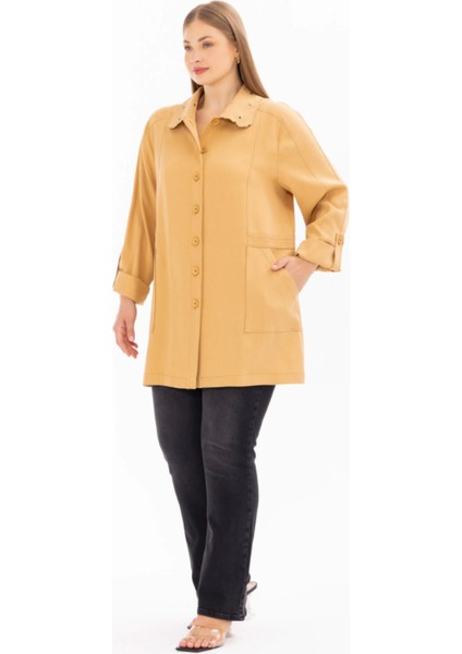 4006 Günlük Kap Önü Düğmeli Yaka Detaylı Güpürlü Günlük Kap Qys Günlük Kap 10002412514006 #24-07#