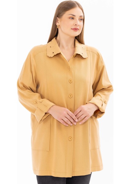 4006 Günlük Kap Önü Düğmeli Yaka Detaylı Güpürlü Günlük Kap Qys Günlük Kap 10002412514006 #24-07# indirimleri