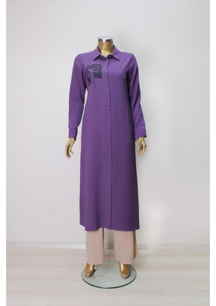 1549 Önden Düğmeli Gögüs Taş Detaylı Uzun Tunik Qys Uzun Tunik #24-04# 1549 modelleri