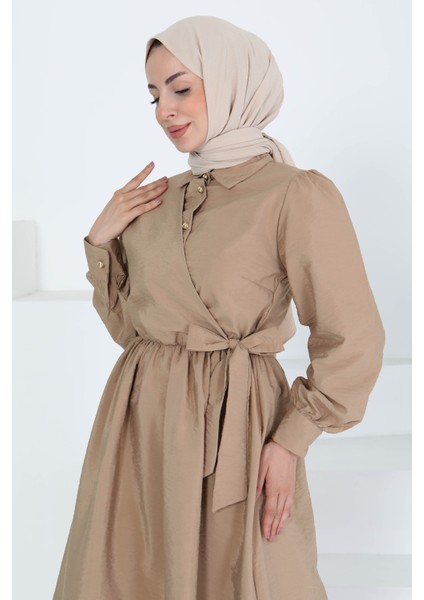 Bağlamalı Elbise Vizon - 27186 fiyatları