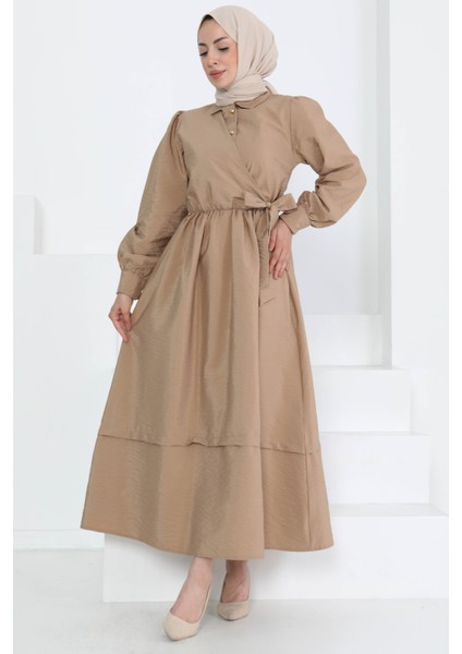 Bağlamalı Elbise Vizon - 27186 modelleri