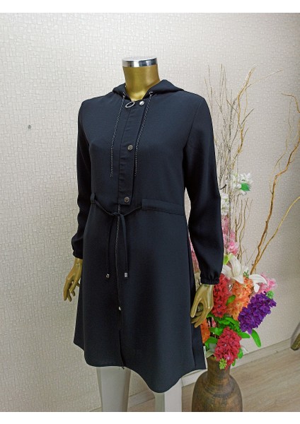 5147GİY Çık Beli Baplamalı Yakası Zincir Önü Düğme Detaylı Kapüşonlu Kap Qys Kap 5147 #22-09# modelleri