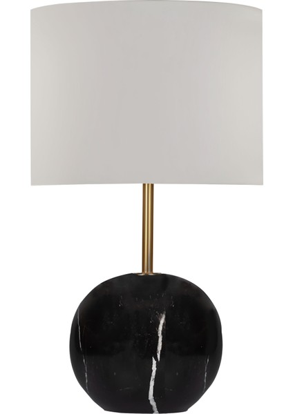 Poınt Siyah Mermer Masa Lambası-Krem Başlık