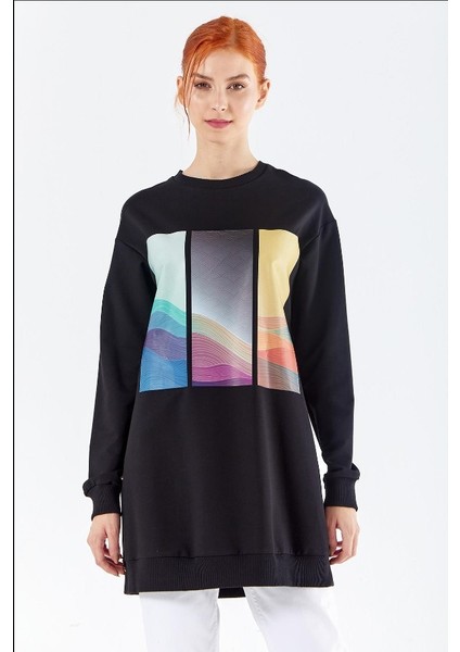 6057 Kol Ucu Lastikli Önü Baskı Detaylı Sıfır Yaka Sweat Qys Sweat 6057 #23-05# fırsatları