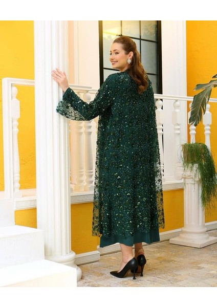 42905 Iç Sandy Kumaş Dış Kenarları Boncuk Detay Pul ve Taşlı Ikili Abaya fiyatları