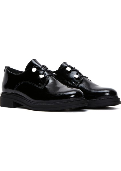 Kadın Siyah Rugan Deri Casual Ayakkabı 25AFD411816 modelleri