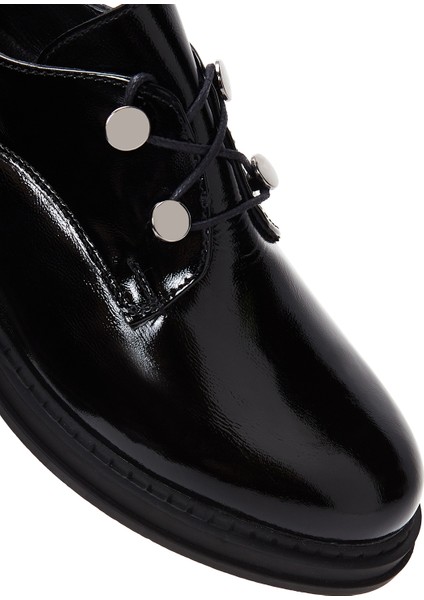 Kadın Siyah Rugan Deri Casual Ayakkabı 25AFD411816