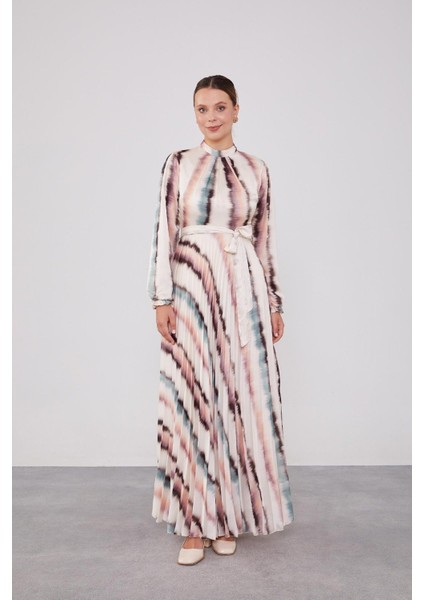 330212 Yoryo Saten Piliseli Kuşaklı Saten Elbise Qys Elbise #24-07# fiyatları