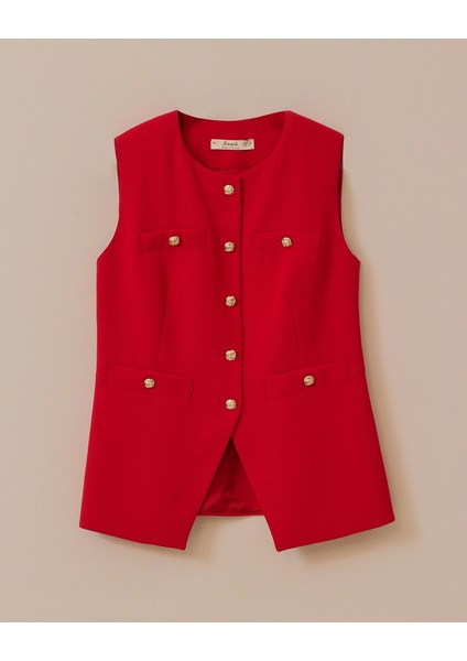 10001 Önden Düğmeli Sıfır Yaka Önden Cepli Yarım Kollu Yelek #03-25# fırsatları