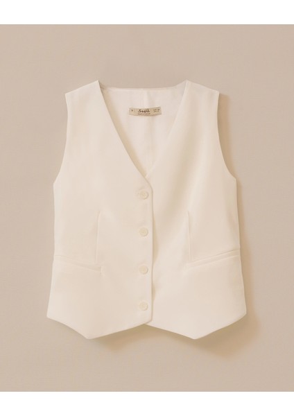 10018 Kruvaze Yaka Cep Görünümlü Önden Düğmeli Şık Yelek #03-25# fırsatları