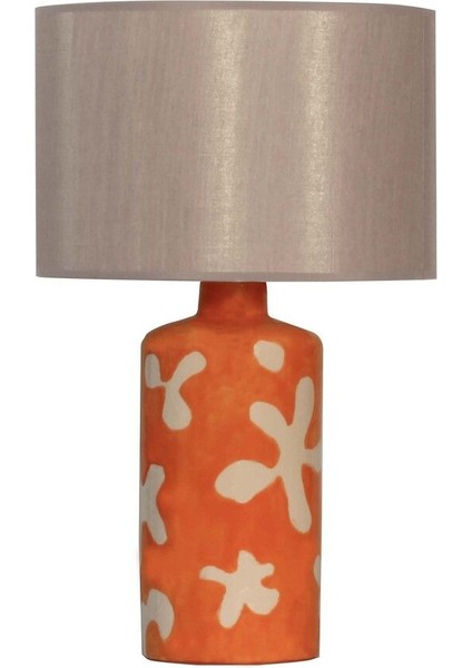 Flora Turuncu Seramik Abajur