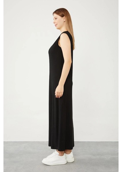 330032 Sıfır Yaka Sıfır Kol Sandy Içlik Elbise #02-25#