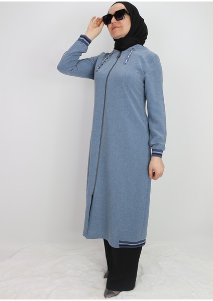 2130 Kapişonlu Kol Ucu Lastikli Önü Fermuarlı Yanları Lastik Detaylı Kapişonu Zincirli Giy-Çık Kap #02-25# fiyatları