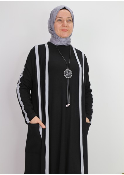 41920 Kolları ve Önü Şerit Detaylı Cepli Iki Iplik Iç Kolu Uzun Şık Üçlü Spor Takım