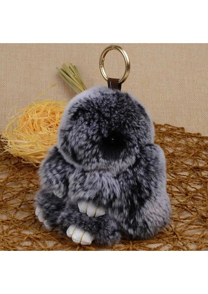 Lfpu Günlük Tunny Yoldurum Keyajı Gerçek Rex Tavşan Şekli Kürk Anahtarı Kilo Çanta Araba Takımı Anahtar Yüzük Takı: Siyah Beyaz (Yurt Dışından)