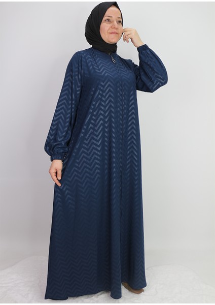 520489 Ferace Sıfır Yaka Kol Ucu Lastikli Jakar Desen Beli Bağlamalı Medine Ipeği Spor Şık Ferace fiyatları