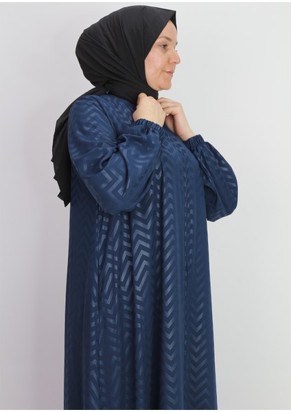 520489 Ferace Sıfır Yaka Kol Ucu Lastikli Jakar Desen Beli Bağlamalı Medine Ipeği Spor Şık Ferace fırsatları